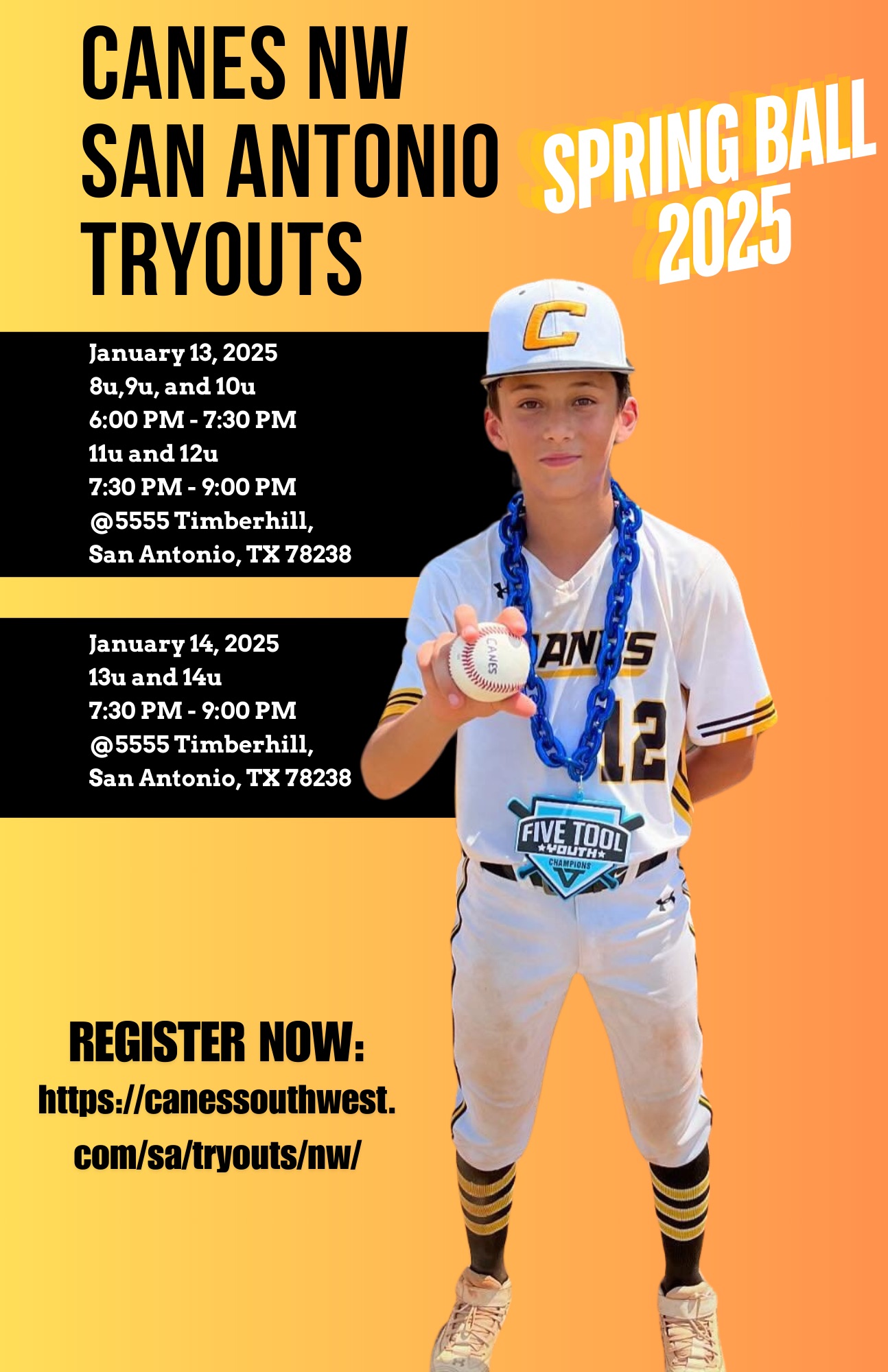 Orange &amp; White Bold Creative Sport Football Tryouts Flyer - 1